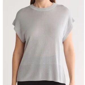 Halogen || crewneck rib sweater top in silver mist